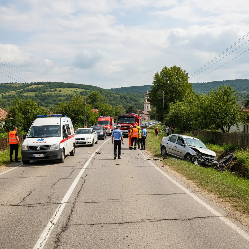 Accident rutier la Crețești, Vaslui: intervenție a pompierilor și echipajelor de prim ajutor