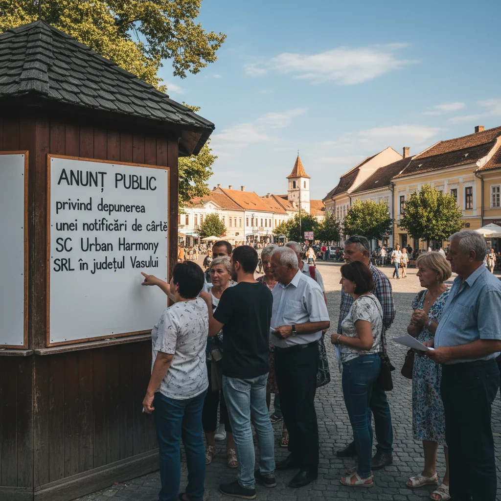 Anunț administrativ al SC Urban Harmony SRL în Vaslui, publicat în presa locală