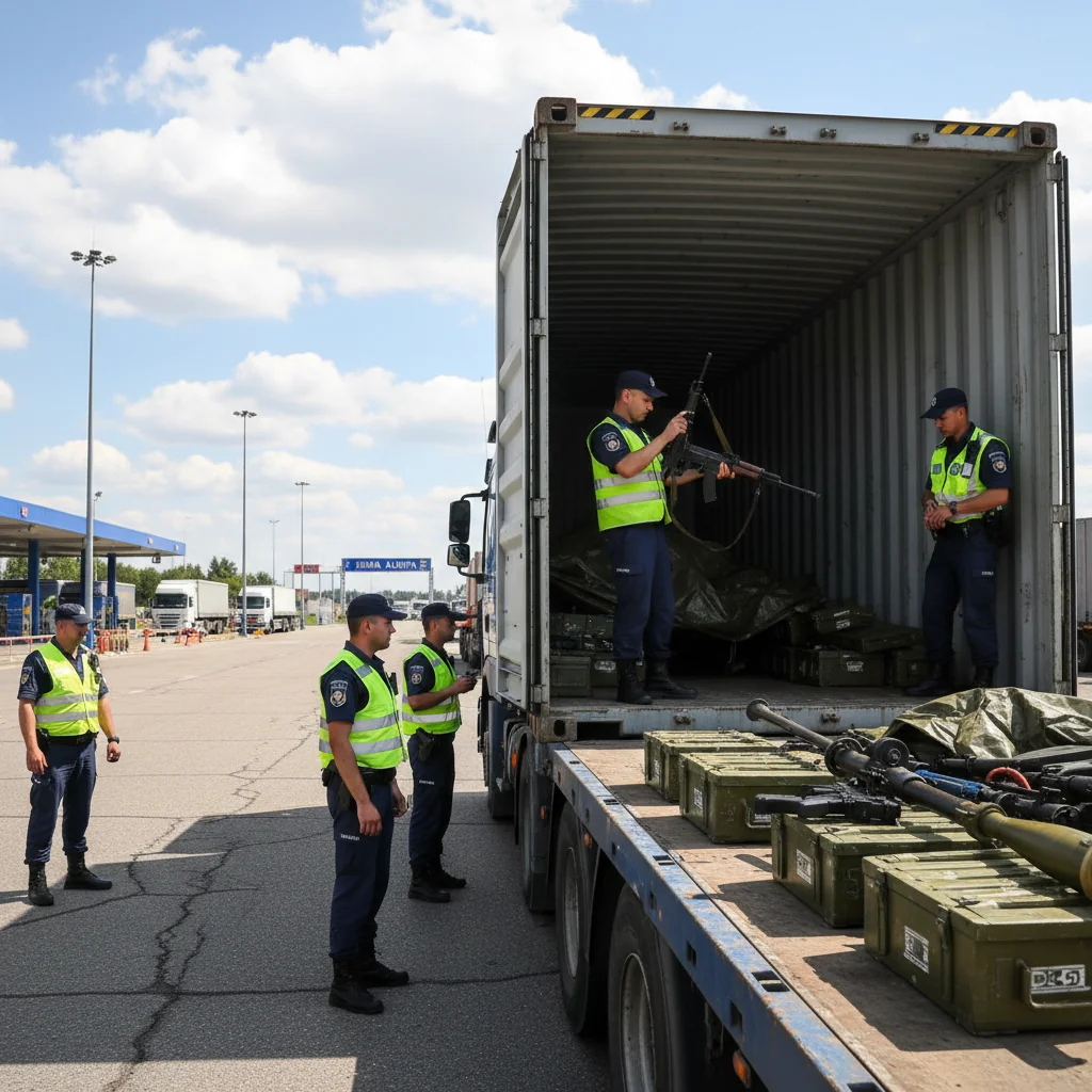 Arme și lansatoare confiscate dintr-un container