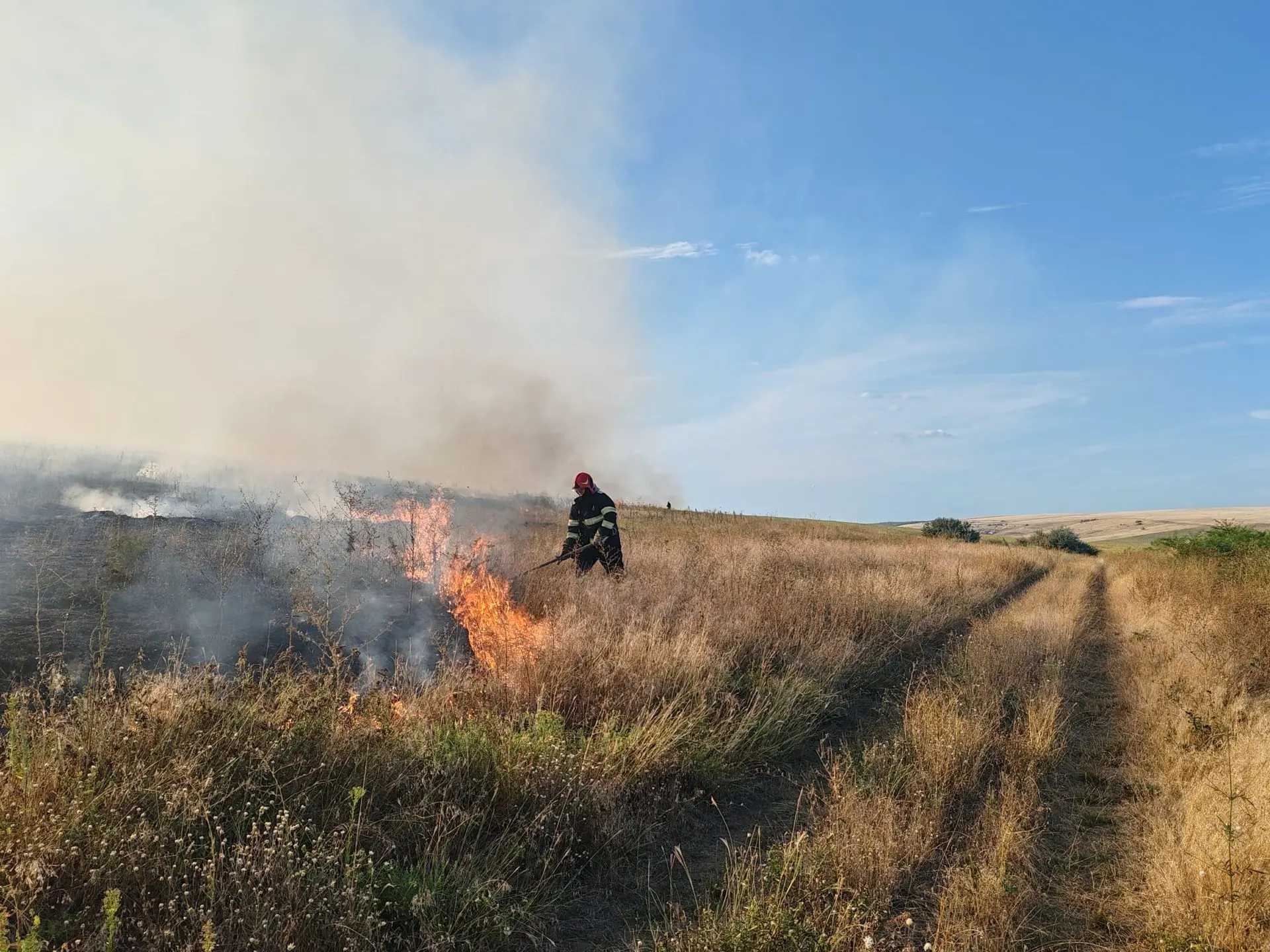 Bogdănești: peste 70 ha de miriște și vegetație uscată, la sol