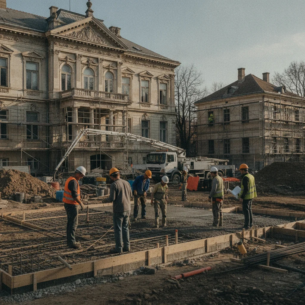 Casa Cerchez din Bârlad primește fundația, în timpul restaurării