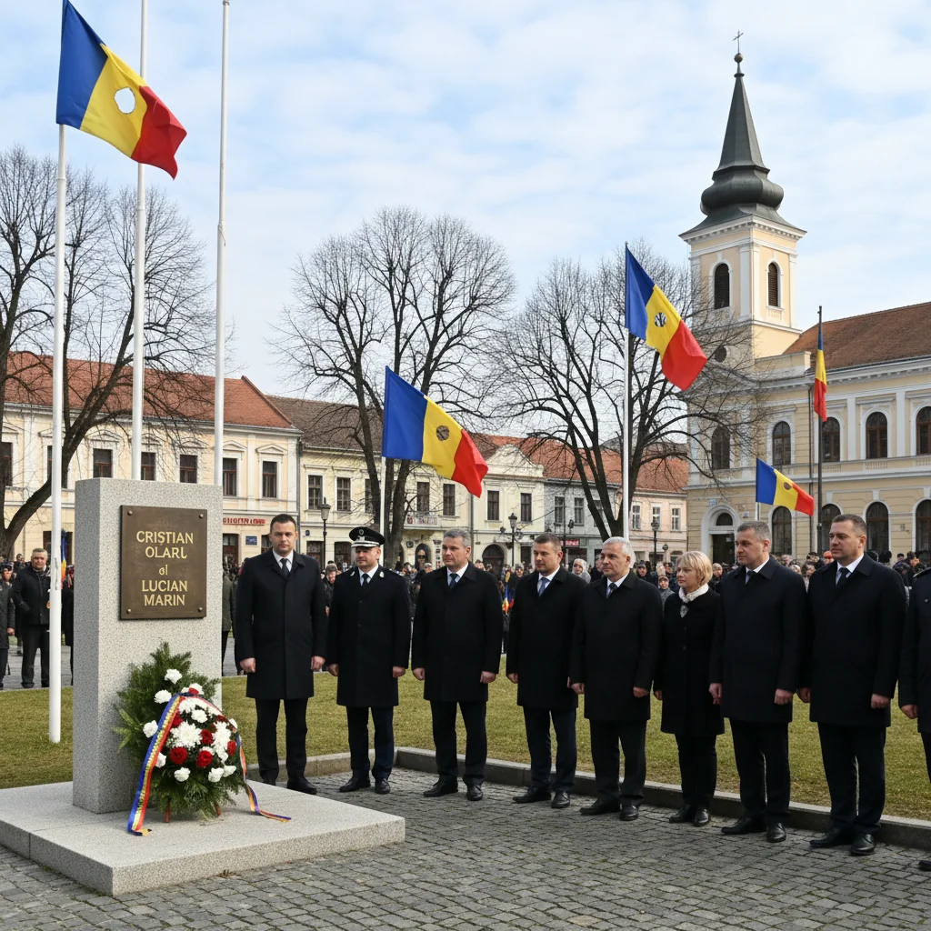 Ceremonie de comemorare în Bârlad de Ziua Victoriei Revoluției Române și a Libertății, cu omagiu pentru Cristian Olaru și Lucian Marin