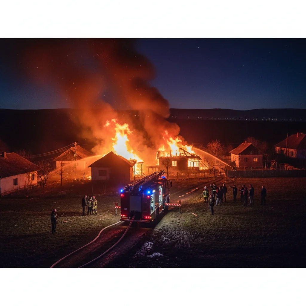 Cinci incendii de locuință într-o singură noapte în județul Vaslui