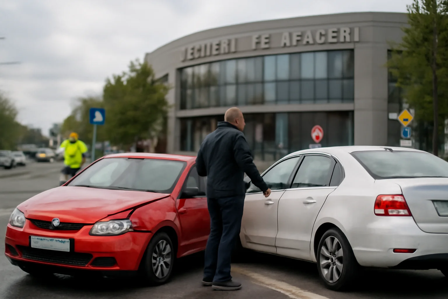 Coliziune minoră lângă Centrul de Afaceri Vaslui, într-o intersecție pe care șoferii o ocolesc prin sensul giratoriu