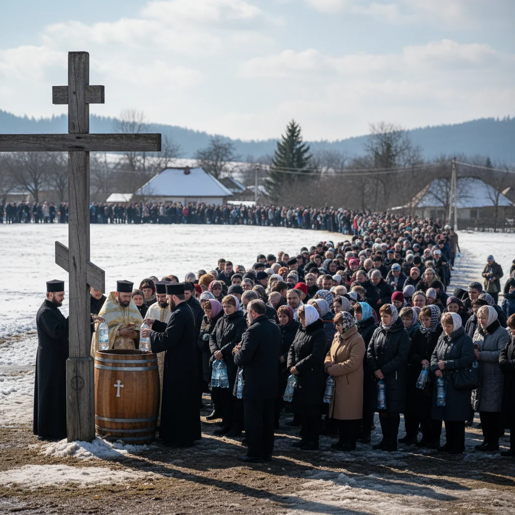 Credincioși din Vaslui, la slujba de Bobotează de la Movila lui Burcel