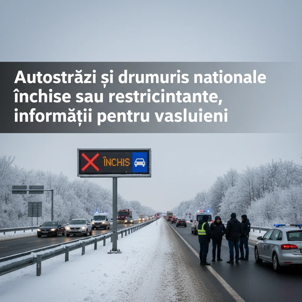 Drumuri închise și restricții de circulație din cauza ninsorilor: informații utile pentru șoferii din Vaslui