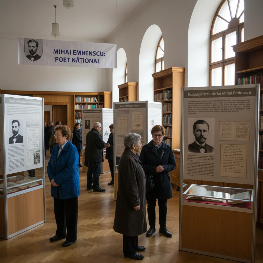 Expoziții dedicate lui Mihai Eminescu, organizate la Biblioteca Județeană Vaslui de Ziua Culturii Naționale