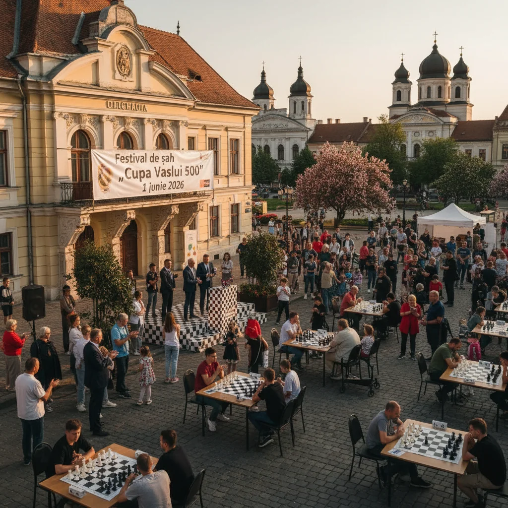Festivalul de șah „Cupa Vaslui 500” va aduce 500 de copii în Piața Civică pe 1 iunie 2026