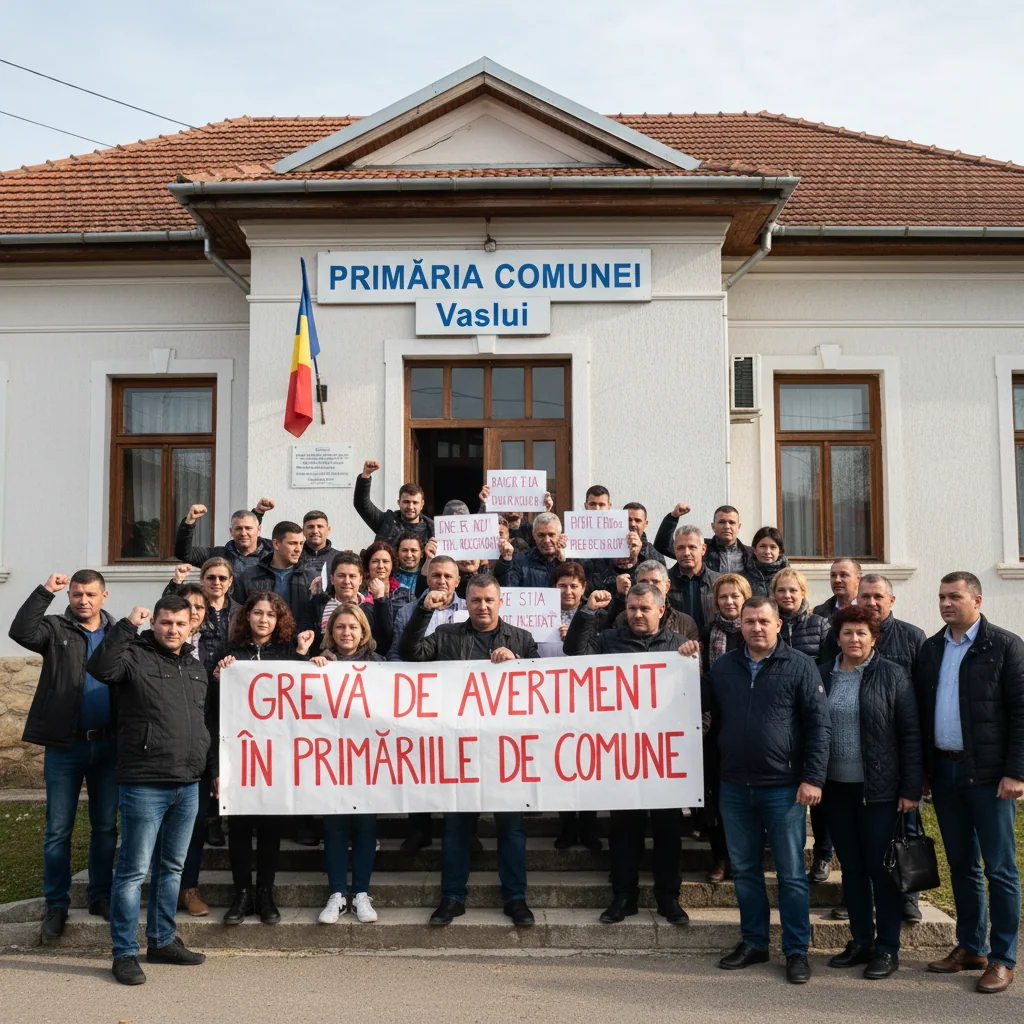 Grevă de avertisment în primăriile de comune, inclusiv din județul Vaslui, timp de două ore