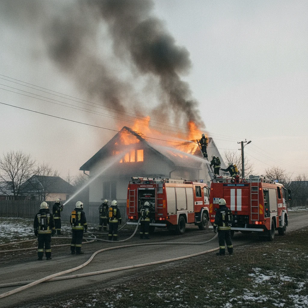 Incendiu la o casă din Rediu, Vaslui: tavan afectat pe 5 mp