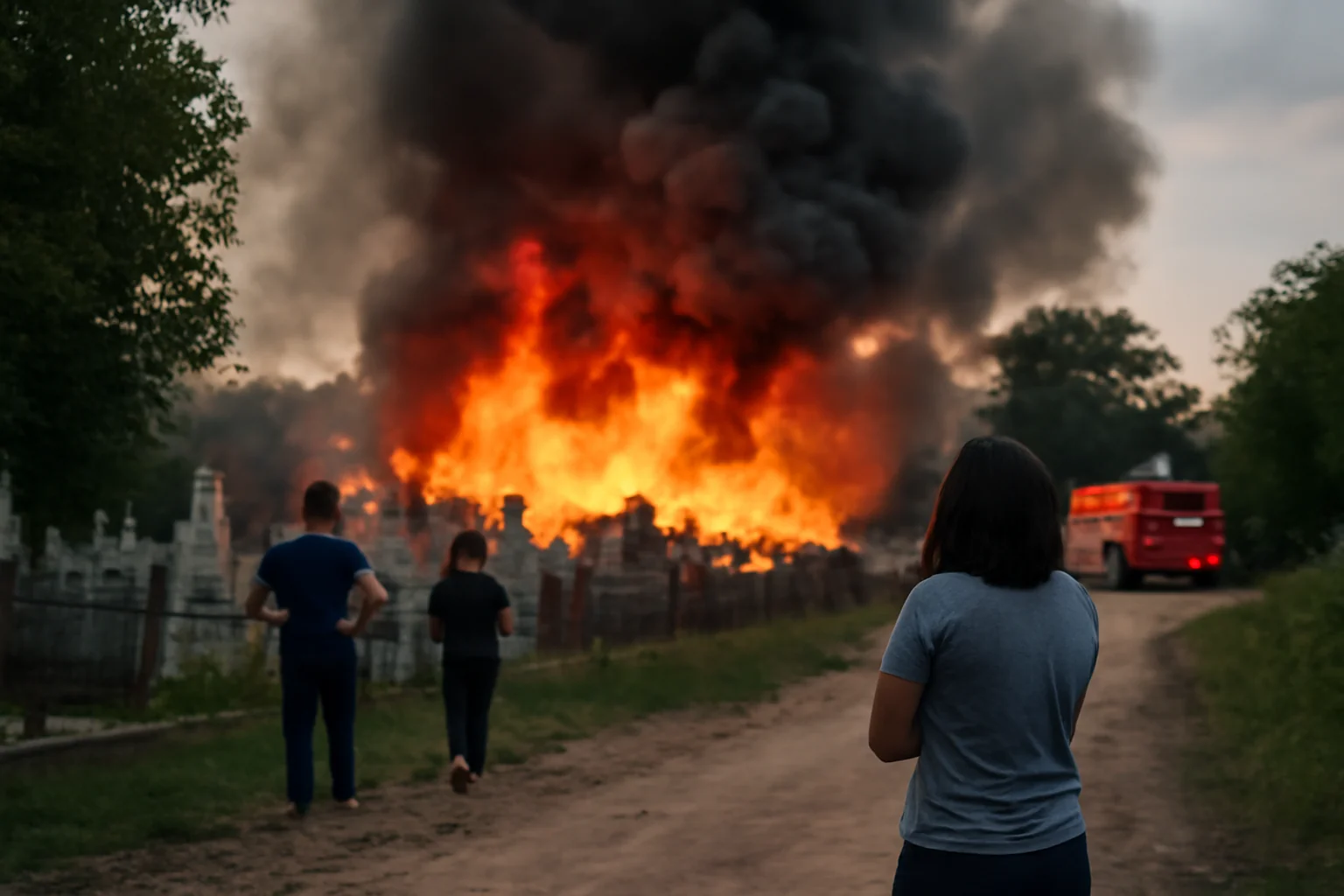 Incendiu puternic lângă cimitirul Eternitatea din Bârlad, în noaptea de 29 ianuarie