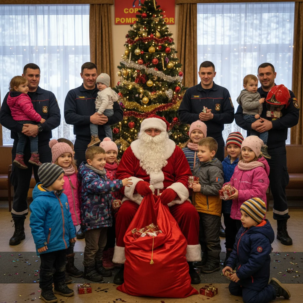 Moș Crăciun a adus cadouri copiilor pompierilor din Vaslui și Bârlad, într-o acțiune festivă organizată de ISU