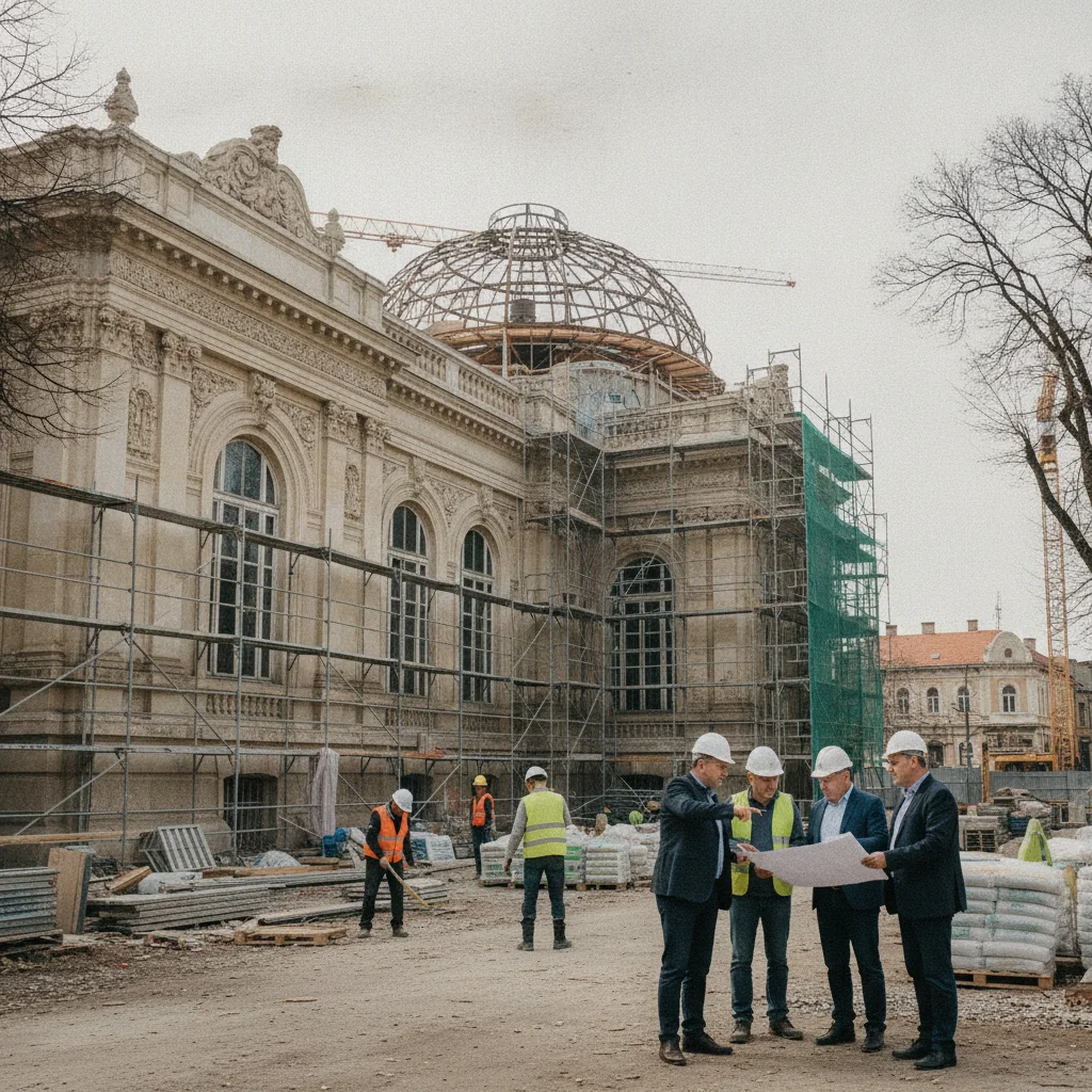 Palatul Cultural din Bârlad: restaurarea clădirii a trecut de 30%