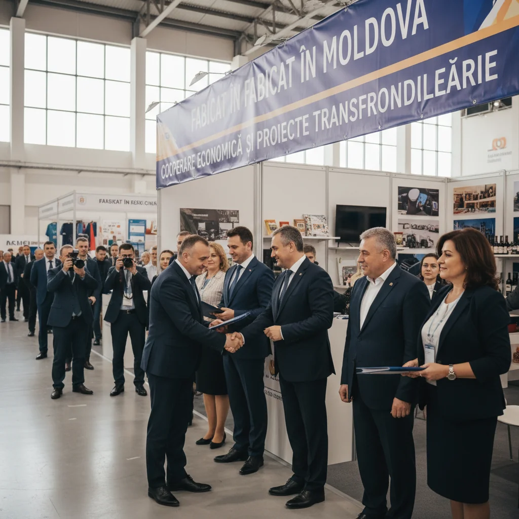 participare a Consiliului Județean la inaugurarea expoziției Fabricat în Moldova de la Chișinău, cu focus pe parteneriate economice și proiecte transfrontaliere