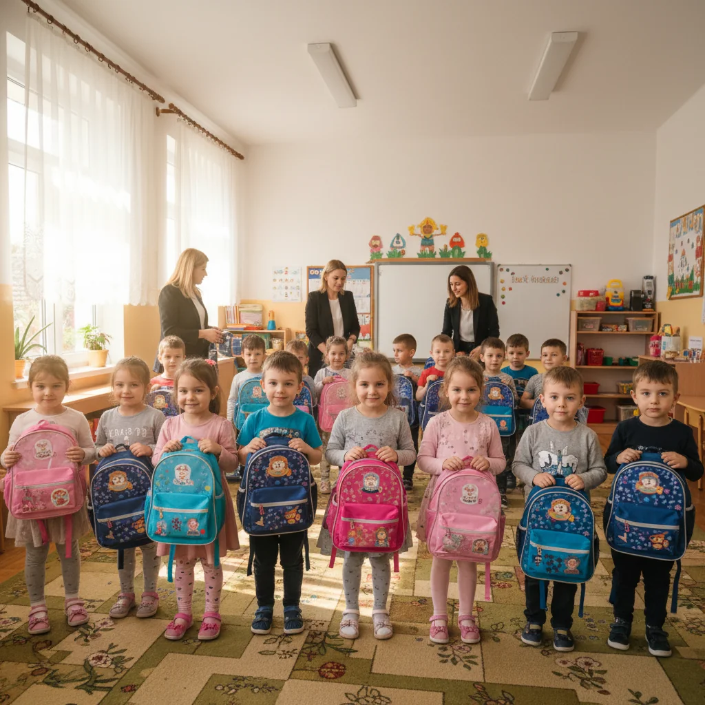 Preșcolarii din Muntenii de Jos au primit ghiozdane prin programul Start în Educație la Școala Adrian Porumboiu