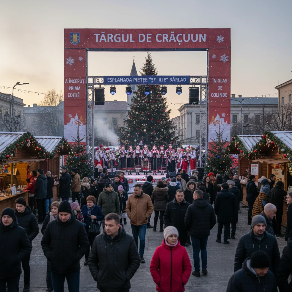 Prima ediție a Târgului de Crăciun În glas de colinde a debutat pe Esplanada Pieței Sf. Ilie din Bârlad