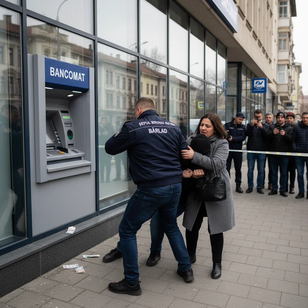 Șeful Poliției Rutiere Bârlad a surprins în timpul jafului un individ care a agresat o femeie la ATM
