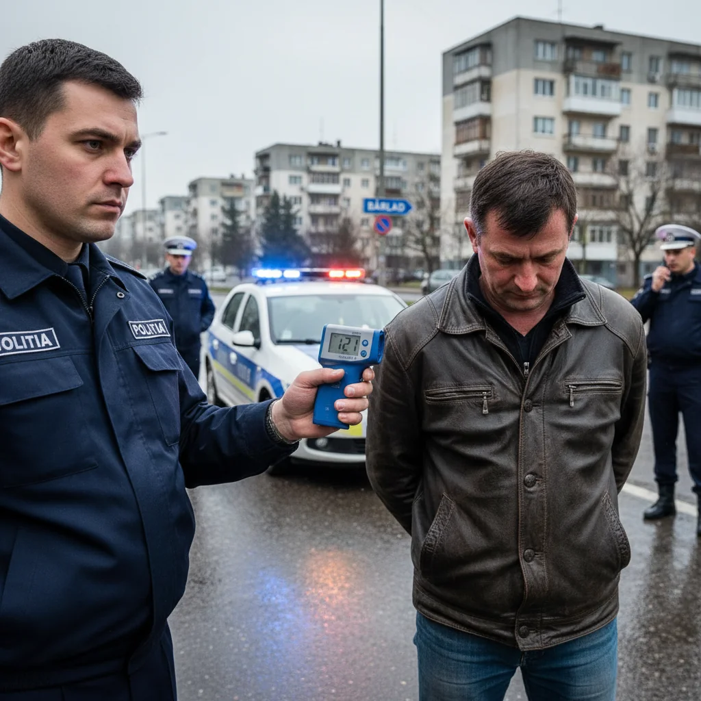 Șofer de 27 de ani, depistat la Bârlad cu alcoolemie de peste 1 mg/l în aerul expirat
