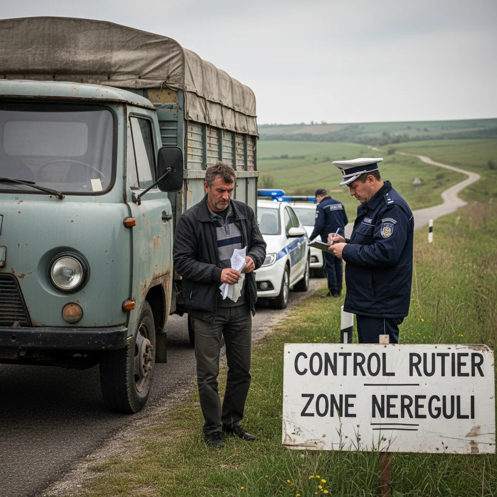 Șofer din Vaslui, amendat cu 34.000 de lei pentru nereguli grave la transportul unui tractor