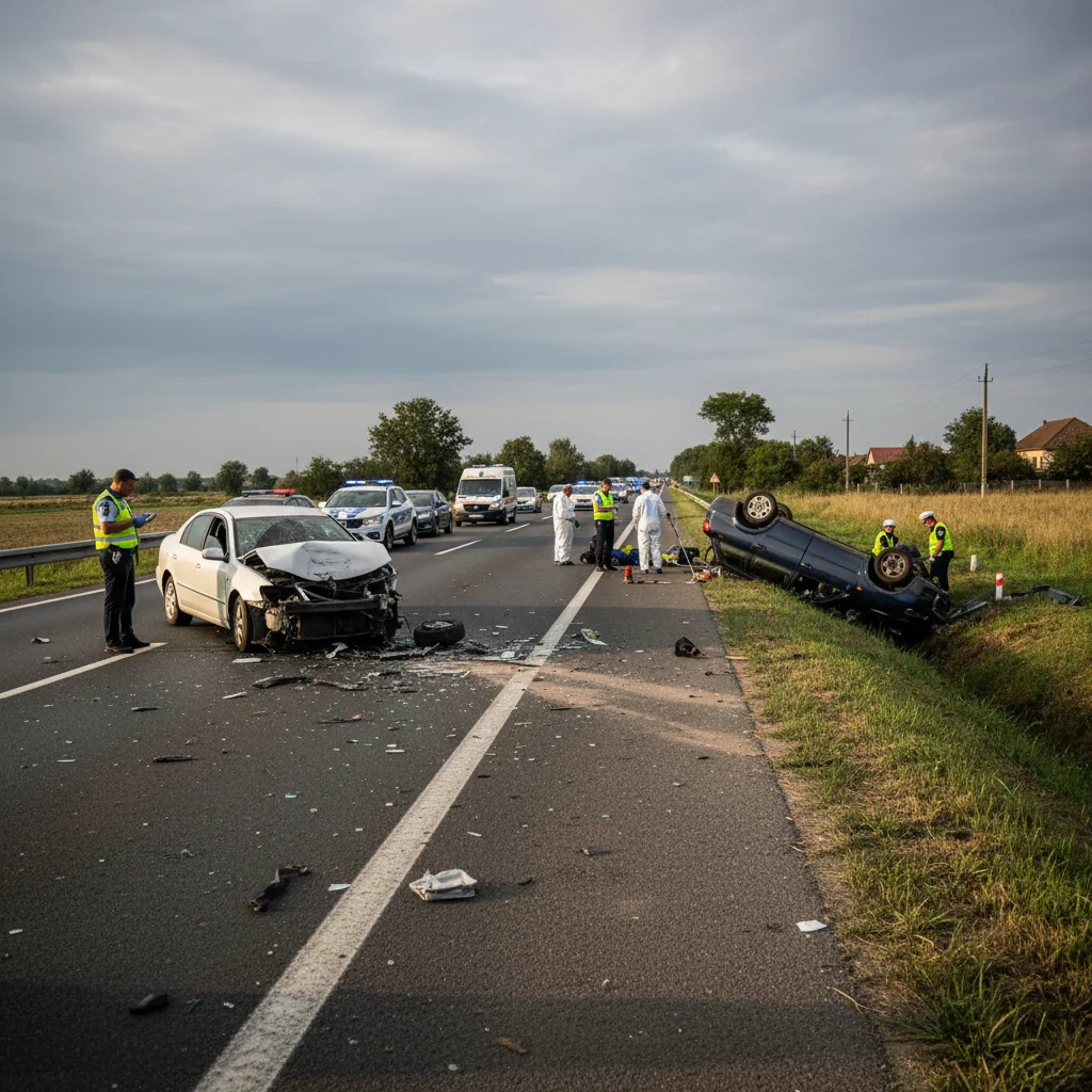 Trafic blocat pe DN 24 Iași–Vaslui, în zona Ciortești, după un accident soldat cu un mort și doi răniți